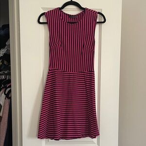 Suzy Shier Vibrant Pink and Black Striped Top